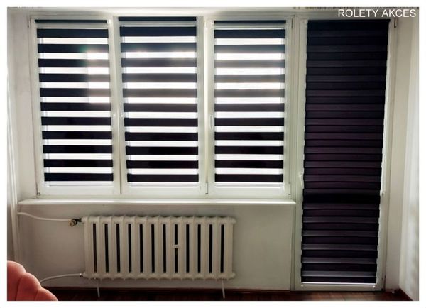 Zestaw rolet dzień–noc na oknach i drzwiach balkonowych – funkcjonalność i estetyka.